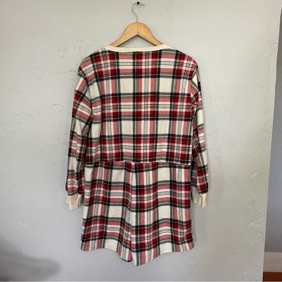 Old Navy Red and Cream Pajama Romper Cozy Plaid Christmas - Picture 5 of 6